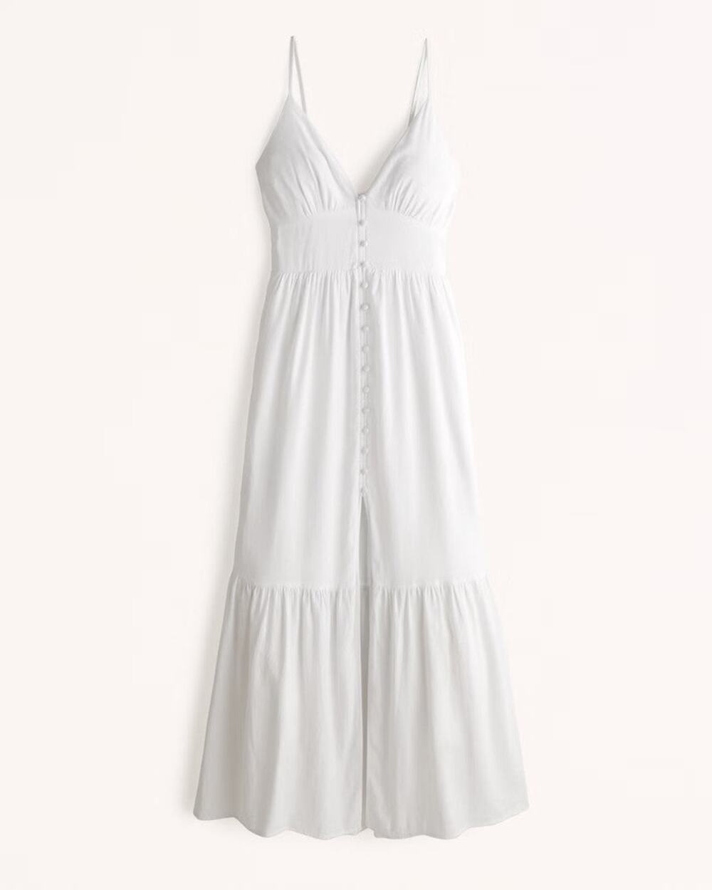 Abercrombie & Fitch Button-Through Maxi Dress - S - White